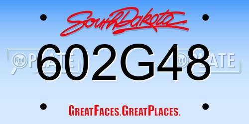 602G48 South Dakota License Plate