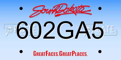 602GA5 South Dakota License Plate