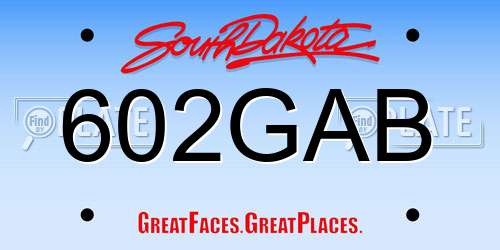 602GAB South Dakota License Plate