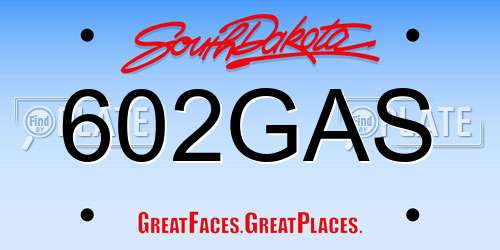 602GAS South Dakota License Plate