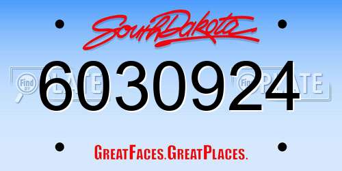 6030924 South Dakota License Plate