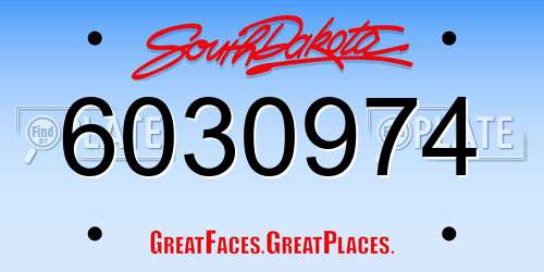 6030974 South Dakota License Plate