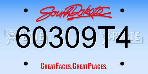 60309T4 South Dakota License Plate