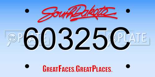 60325C South Dakota License Plate