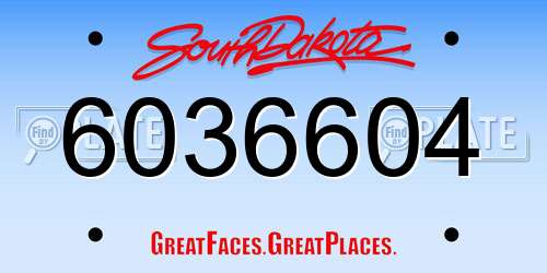6036604 South Dakota License Plate