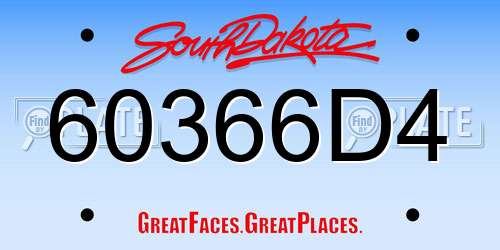 60366D4 South Dakota License Plate