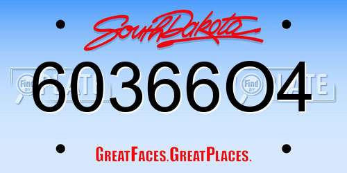 60366O4 South Dakota License Plate