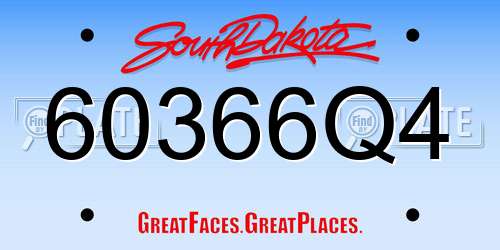 60366Q4 South Dakota License Plate