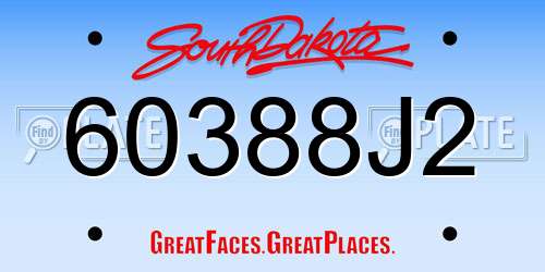 60388J2 South Dakota License Plate