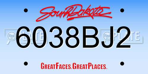 6038BJ2 South Dakota License Plate