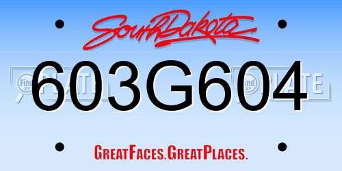 603G604 South Dakota License Plate