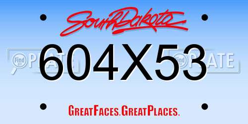 604X53 South Dakota License Plate