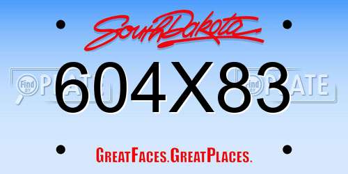 604X83 South Dakota License Plate