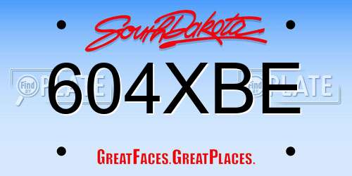 604XBE South Dakota License Plate