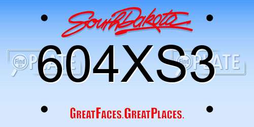 604XS3 South Dakota License Plate