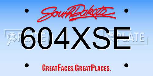 604XSE South Dakota License Plate