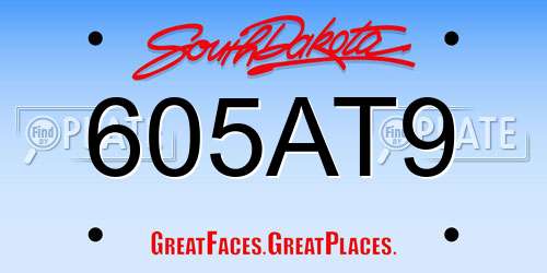 605AT9 South Dakota License Plate