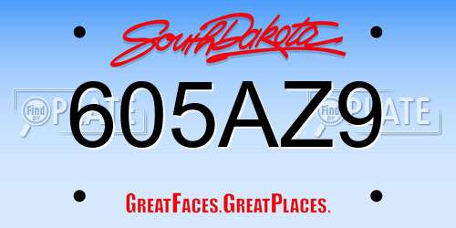 605AZ9 South Dakota License Plate