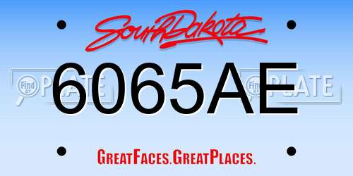 6065AE South Dakota License Plate
