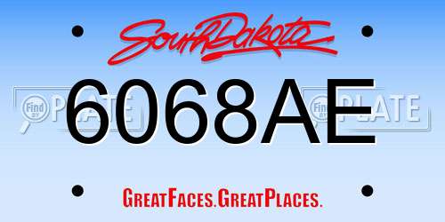 6068AE South Dakota License Plate