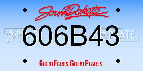 606B43 South Dakota License Plate