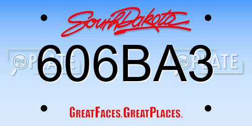 606BA3 South Dakota License Plate