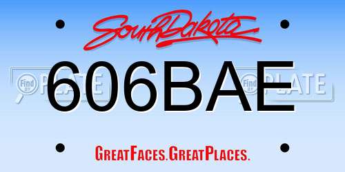 606BAE South Dakota License Plate