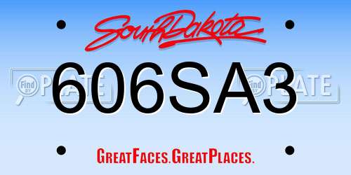 606SA3 South Dakota License Plate
