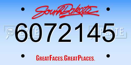6072145 South Dakota License Plate