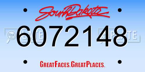6072148 South Dakota License Plate