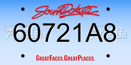 60721A8 South Dakota License Plate