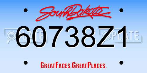 60738Z1 South Dakota License Plate