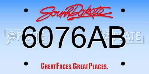 6076AB South Dakota License Plate