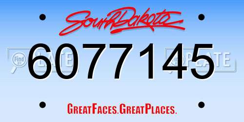 6077145 South Dakota License Plate
