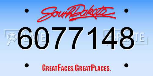 6077148 South Dakota License Plate