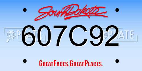 607C92 South Dakota License Plate