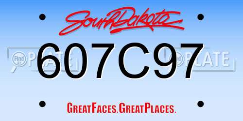 607C97 South Dakota License Plate