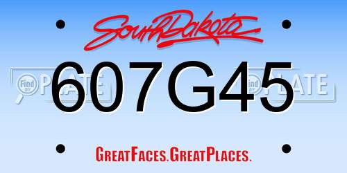607G45 South Dakota License Plate