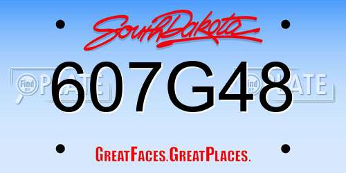 607G48 South Dakota License Plate