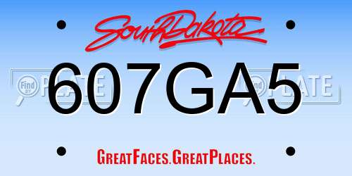 607GA5 South Dakota License Plate