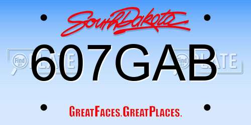 607GAB South Dakota License Plate