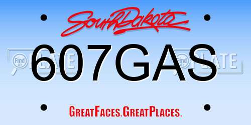 607GAS South Dakota License Plate