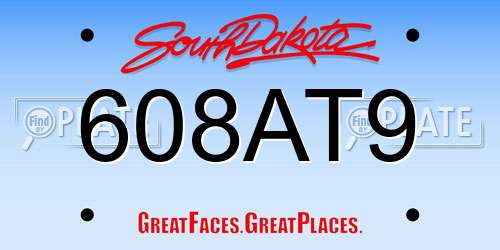 608AT9 South Dakota License Plate
