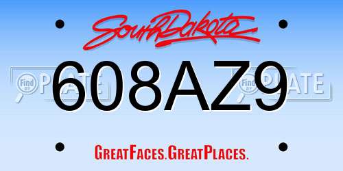 608AZ9 South Dakota License Plate
