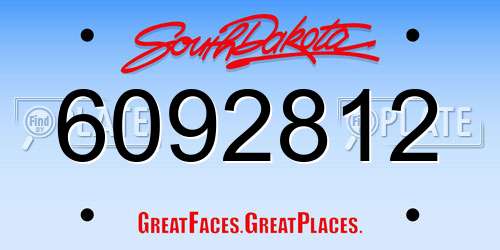 6092812 South Dakota License Plate