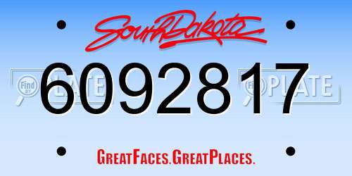 6092817 South Dakota License Plate