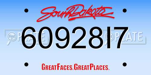 60928I7 South Dakota License Plate