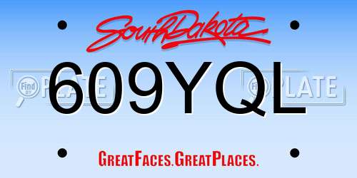 609YQL South Dakota License Plate