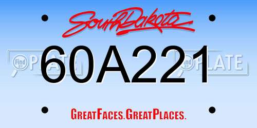 60A221 South Dakota License Plate
