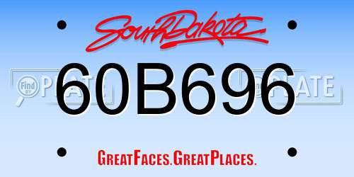 60B696 South Dakota License Plate